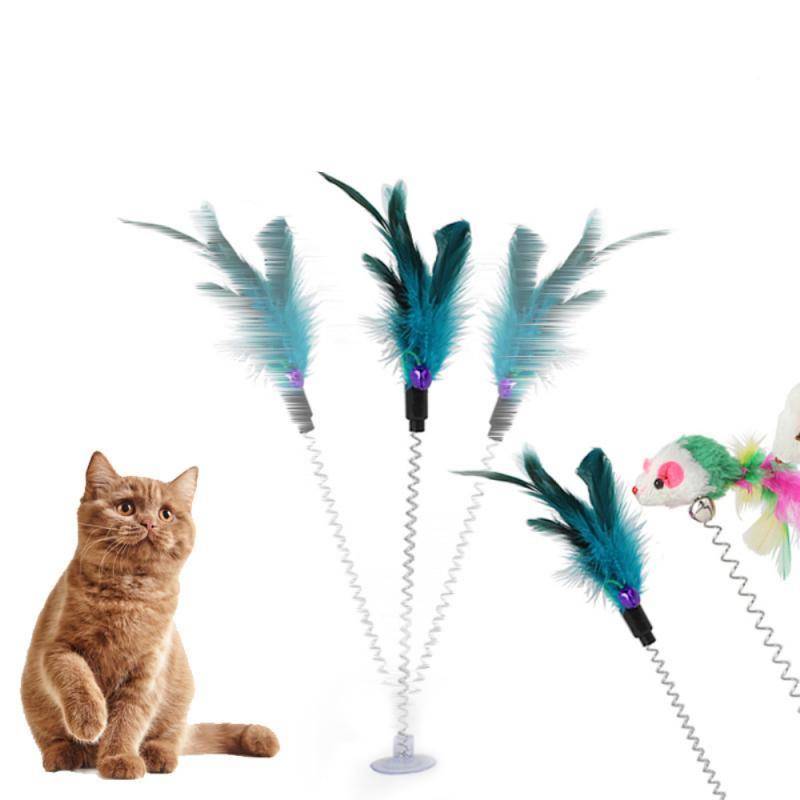 Spring Feathers Cat Toy with Suction Cup Cat Toys Cats & Dogs a1fa27779242b4902f7ae3: Feather|Mouse