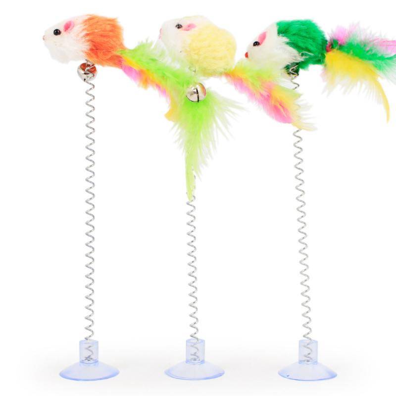 Spring Feathers Cat Toy with Suction Cup Cat Toys Cats & Dogs a1fa27779242b4902f7ae3: Feather|Mouse