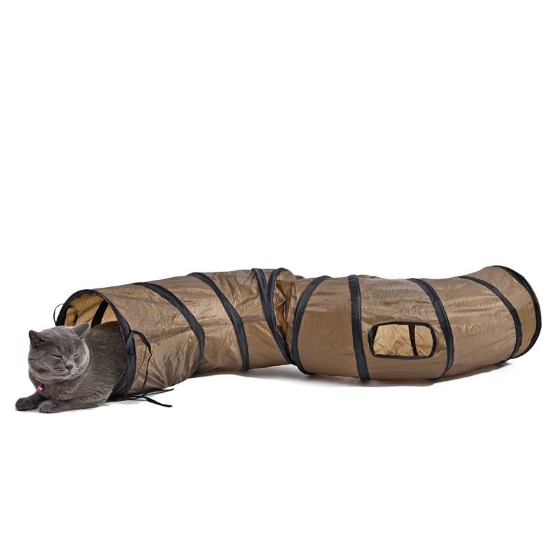 Foldable Cat Play Tunnel Cat Toys Cats & Dogs cb5feb1b7314637725a2e7: Brown