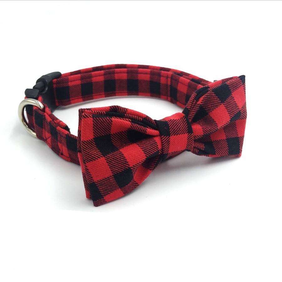 Red Plaid Collar with Bow Tie Cats & Dogs Pet Collars, Harnesses & Leashes cb5feb1b7314637725a2e7: Red