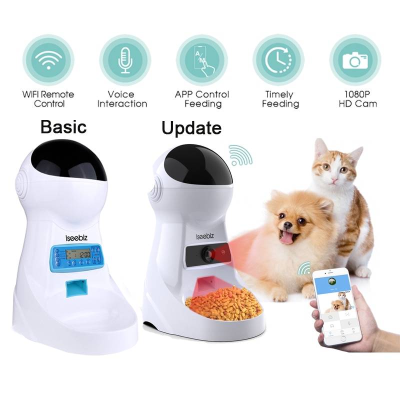 Automatic Pet Feeder with Voice Recording Cats & Dogs Pet Feeding Supplies a1fa27779242b4902f7ae3: LCD Screen|WiFi|WiFi and Camera