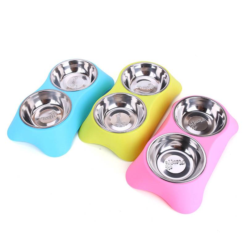 Stainless Steel Dog Bowl Set Cats & Dogs Pet Feeding Supplies cb5feb1b7314637725a2e7: Blue|Light Green|Pink